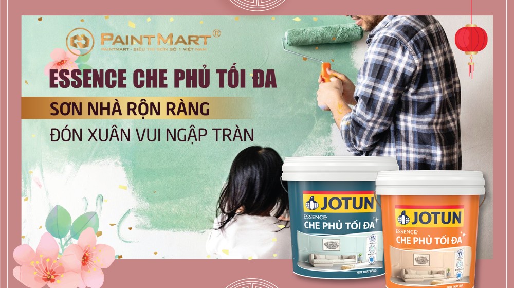 Sơn nhà rộn ràng, Đón Xuân vui ngập tràn với sơn Jotun Essence che phủ tối đa mới 